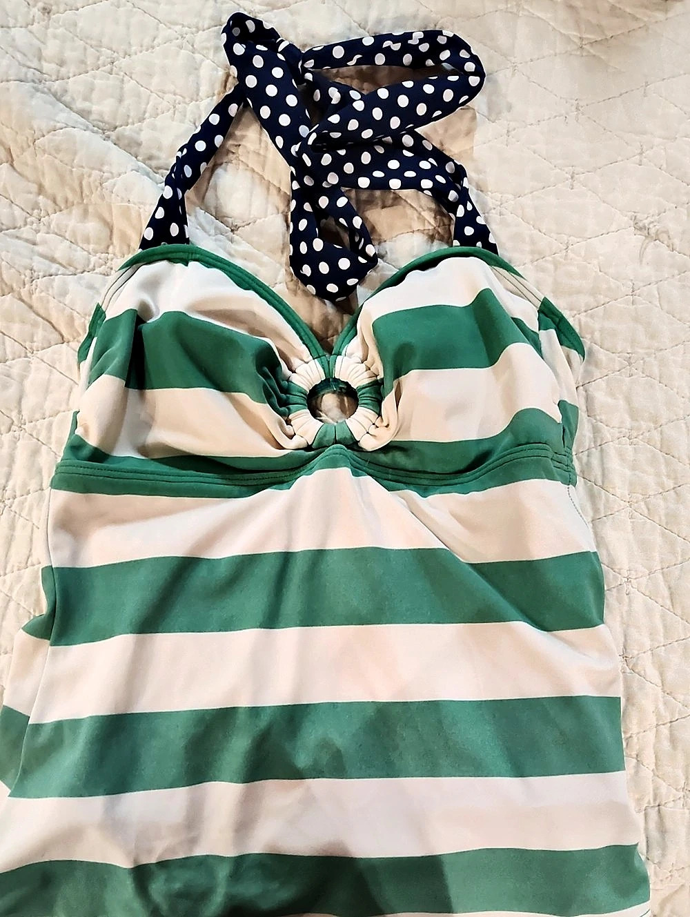 Tommy Hilfiger Stripe One-Piece Swimsuit Striped One-Piece Swimsuit Green & Navy
